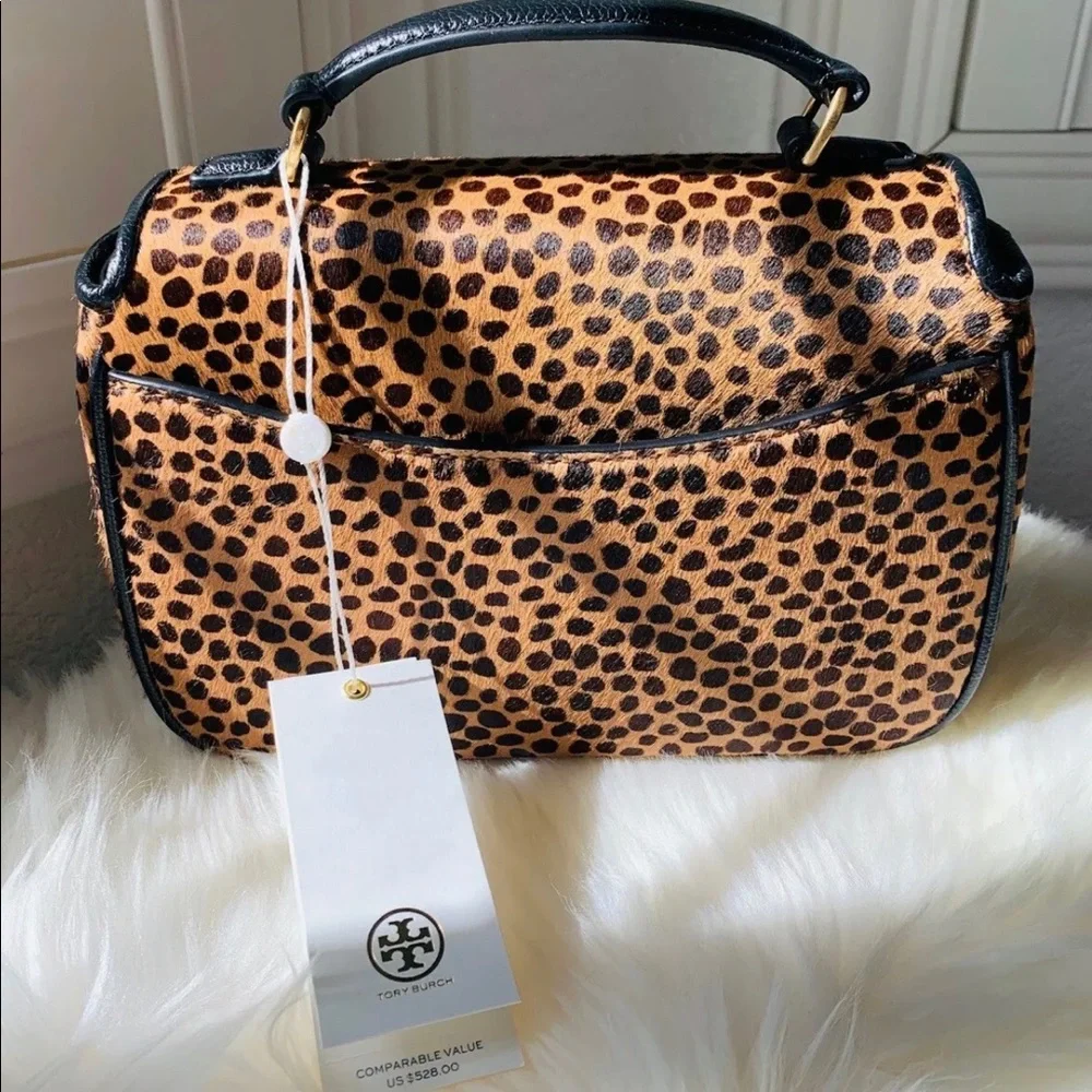 Tory Burch Willa top handle crossbody leopard RARE BNWT